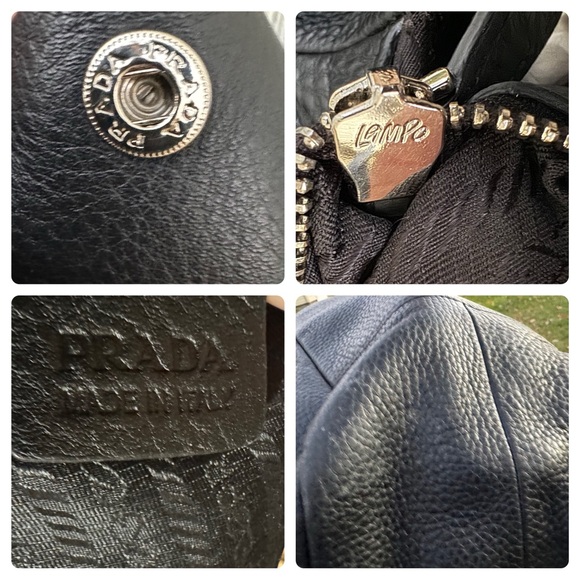 Prada Lux Chain Strap Large Nero Black Shoulder Bag Cervo Leather PURSE - Picture 11 of 11